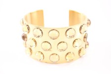 Lalique Sterling Silver Bangle Gold Plated Glass Chunky Signed Branded (161g)