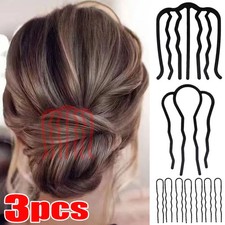 Hair Fork Clip Black Updo Stick Side Comb Messy Bun Grip Women Hairwear