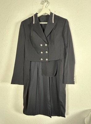 R.J. Classics Xtreme Equestrian Show Dress Coat Size 4R Double Breasted Black