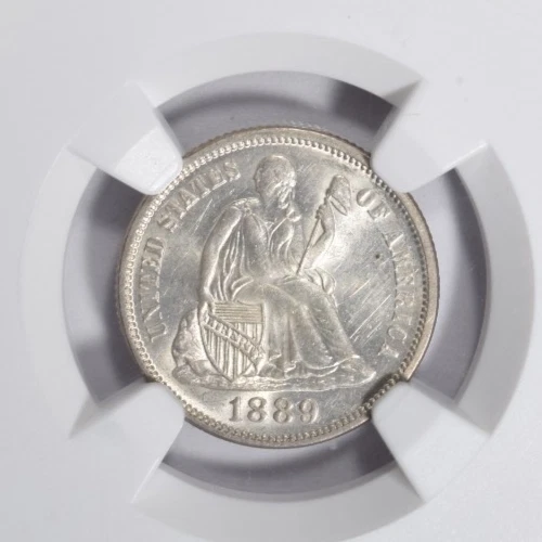 1889 SEATED LIBERTY DIME ~ SHARP STRIKE UNCIRCULATED BRIGHT WHITE NGC MS62! - Image 3 of 4