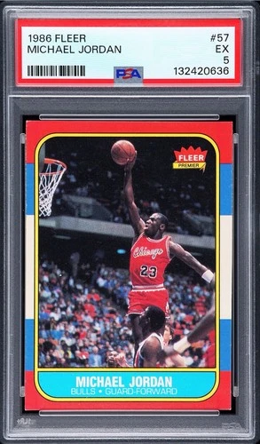 1986 FLEER MICHAEL JORDAN ROOKIE CARD #57 PSA EX 5-CHICAGO BULLS