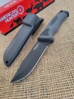 American Hunter Fixed Knife 4" Black Finish Stainless Blade Rubber Nylon Handle — photo 1