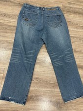Akademiks Jeans 40x32 Y2K mens blue Denim Baggy Wide Leg Hip Hop Cotton