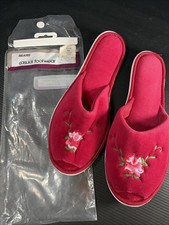 Vtg Red Sears Slippers Slides Boudoir House Bed Nighty Retro Shoes Sz L 8-9 NEW