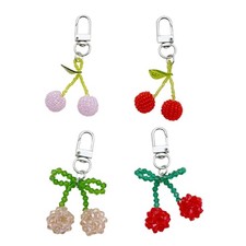 Lovely Crystal Cherries Keychain Practical Bag Charm Schoolbag Hanging Pendant