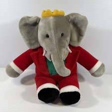 Vtg 1988 Gund Babar Elephant Plush Red Suit King Crown Macy's Holiday 14 Stuffed