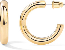 14K Gold-Plated, Lightweight, Open Hoop Earrings for Women