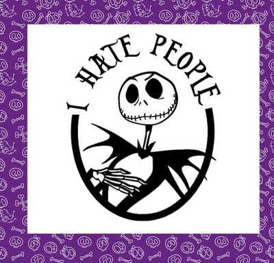Jack Skellington, Ich hasse Menschen, Silhouette Vinyl Aufkleber, Tim Burton 8''