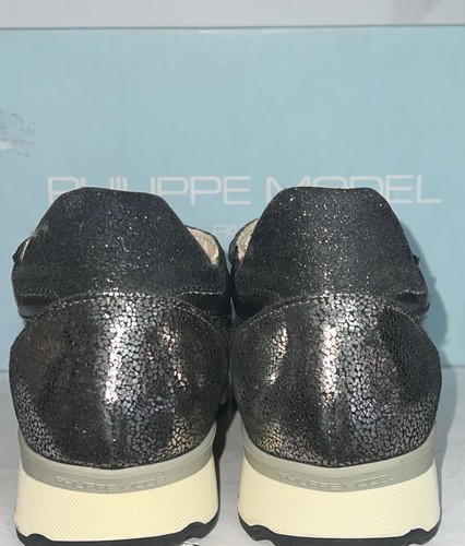 PHILIPPE MODEL Sneaker in pelle Donna Woman Nero/argento Size Eu 37 PLM032L - Foto 5 di 6