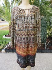 Emma & Michele Women’s Multicolor Dress M Floral Long Sleeve Keyhole Neck NWT