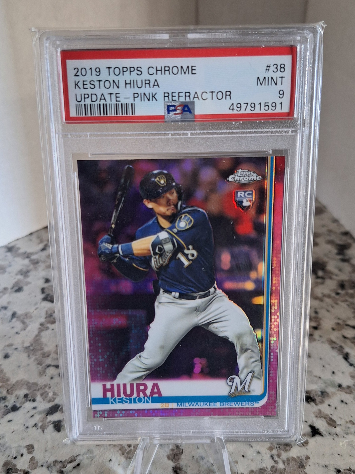 2019 Topps Chrome Update Keston Hiura Pink Refractor RC #38 PSA 10