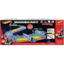 Hot Wheels Mario Kart Rainbow Road Race Track Set | Lights & Sounds | Brand New