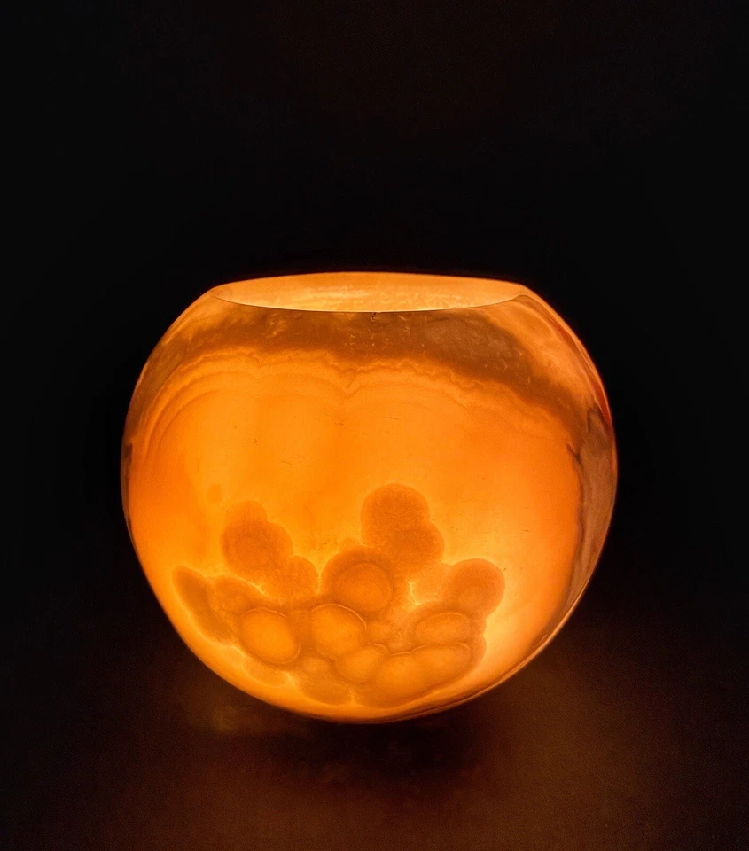 Candelabro redondo de alabastro egipcio - Elegancia a la luz de la luna para un hermoso regalo Foto 2 de 4