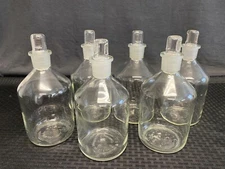 (6) Corning Pyrex Glass 1000mL Narrow Mouth Reagent Bottle w/ #29 Stopper