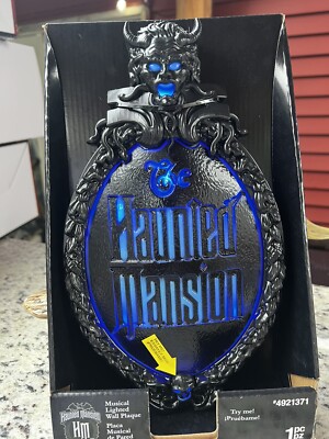 Haunted Mansion Musical Lighted Wall Plaque Sign Plays Grim Grinning Ghosts New
