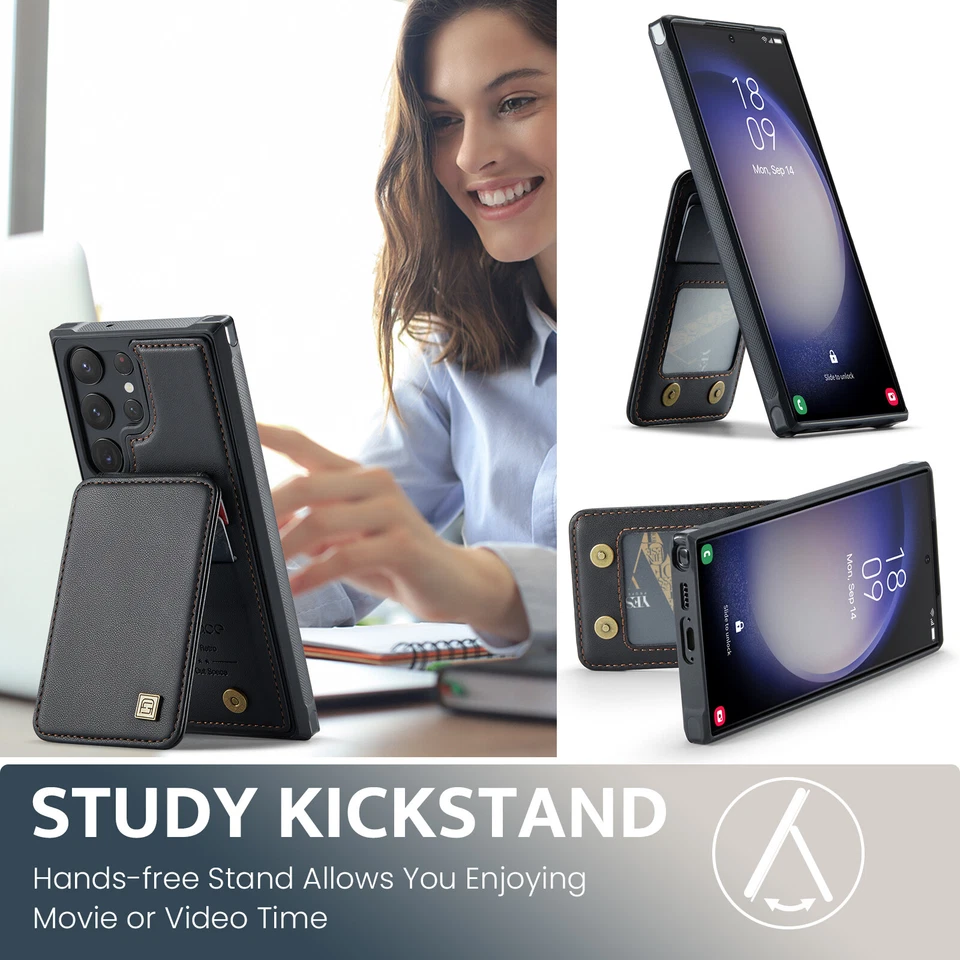 For Samsung Galaxy S25 S24 S22 S23 Ultra Case Leather Skin Card Slots Cover Case - Image 4 of 4