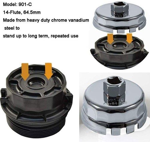 64mm 14 Flute Oil Filter Wrench Cap Removal Tool Fit for Toyota Lexus Scion 1.8L - Picture 2 of 9