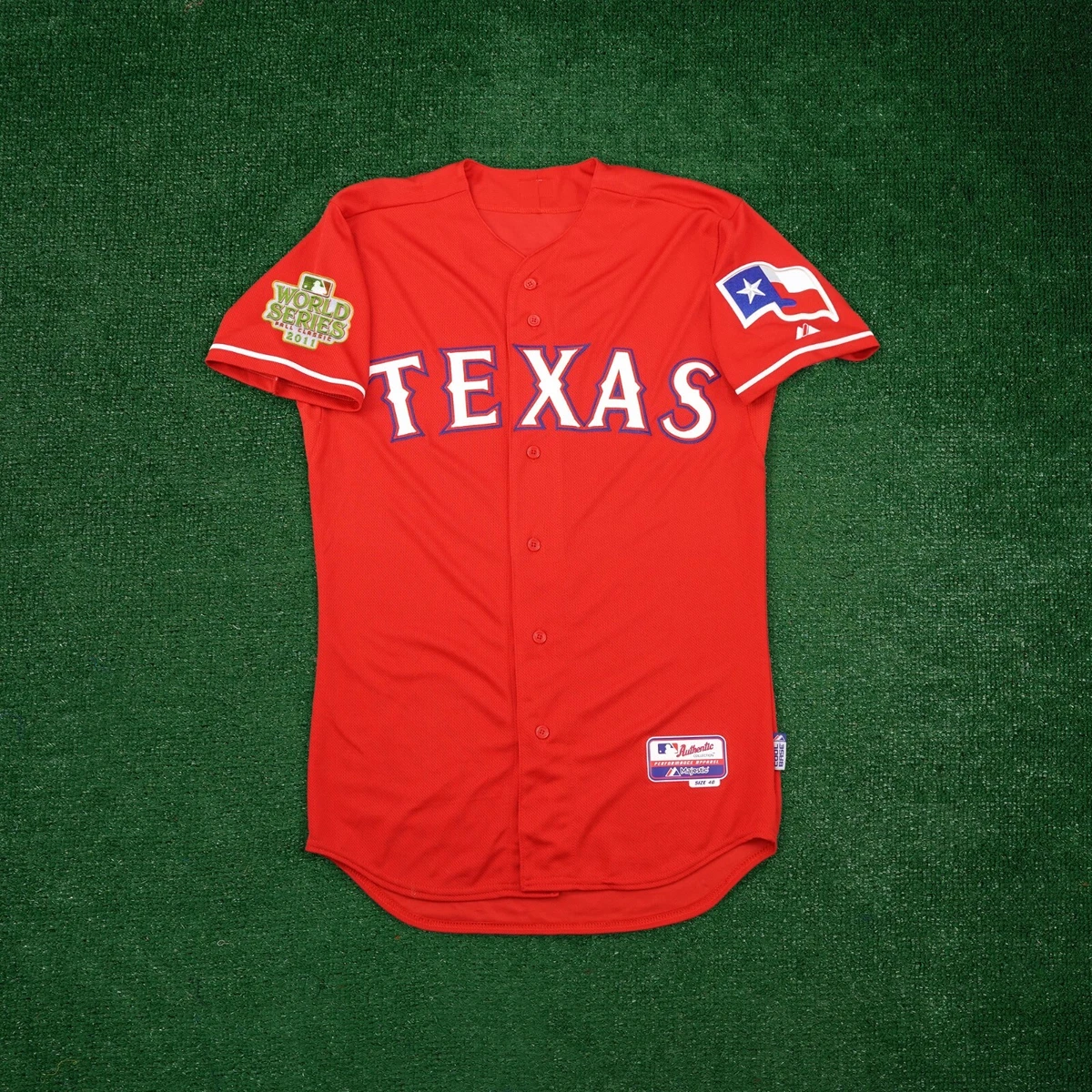 Michael Young 2011 Texas Rangers Authentic World Series Alt Red Cool Base  Jersey