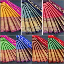 Indian Women Kanjiveram Silk Zari Lehanga Half Saree With Blouse and Duppta