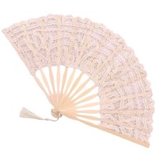 Folding Hand Fan,Womens Lace Fan Elegant Cotton Fan Handmade Vintage Retro Fa...