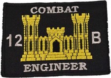 ARMY 12B COMBAT ENGINEER PATCH - Silver Gold on Black - Veteran Owned Business