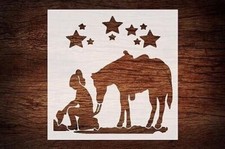 Western Cowgirl Horse Stencil 5.5 x 5.5 - Precision-Cut for Crafting an