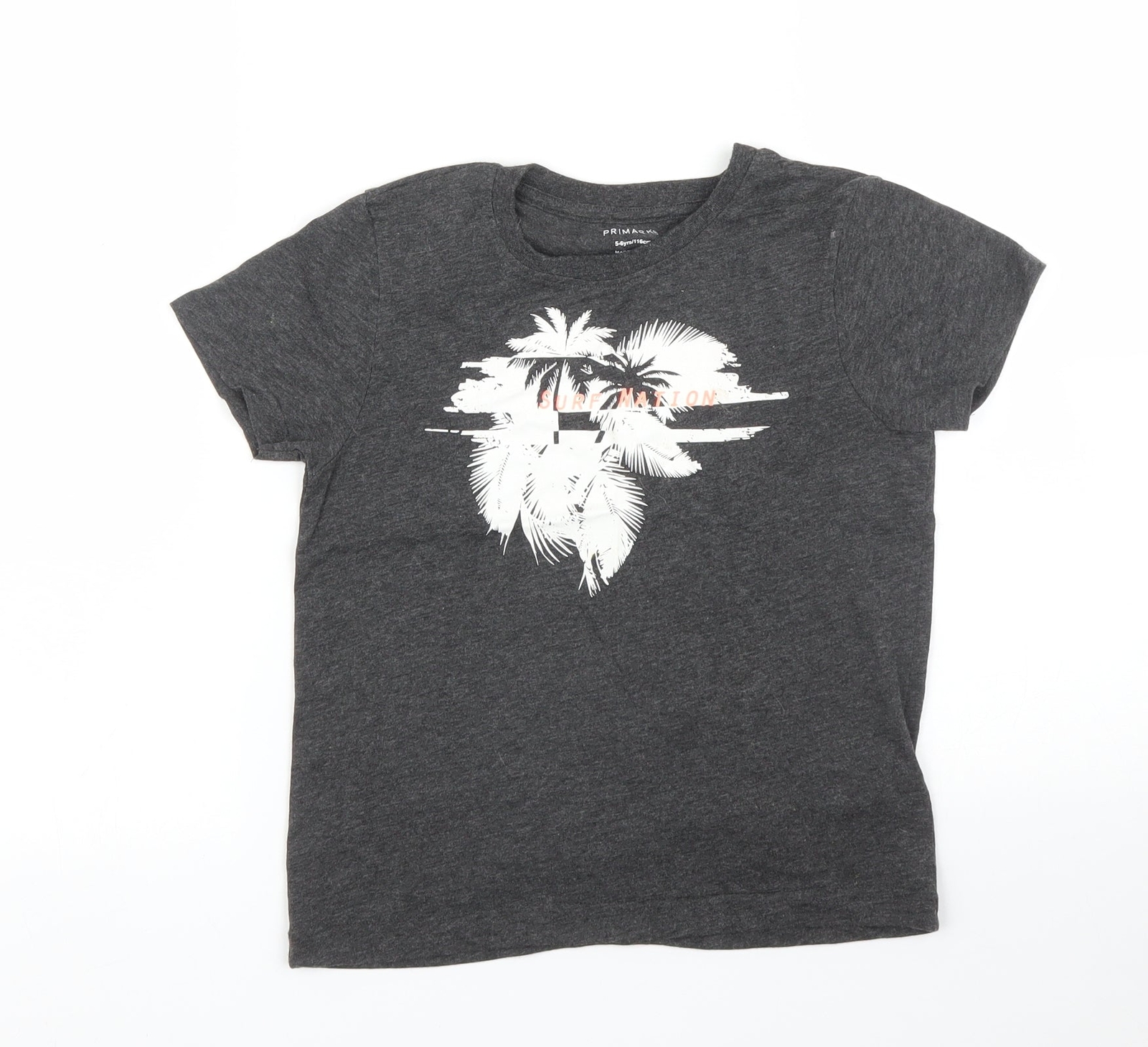 Primark Boys Grey Cotton blend T-Shirt Size 5 Years