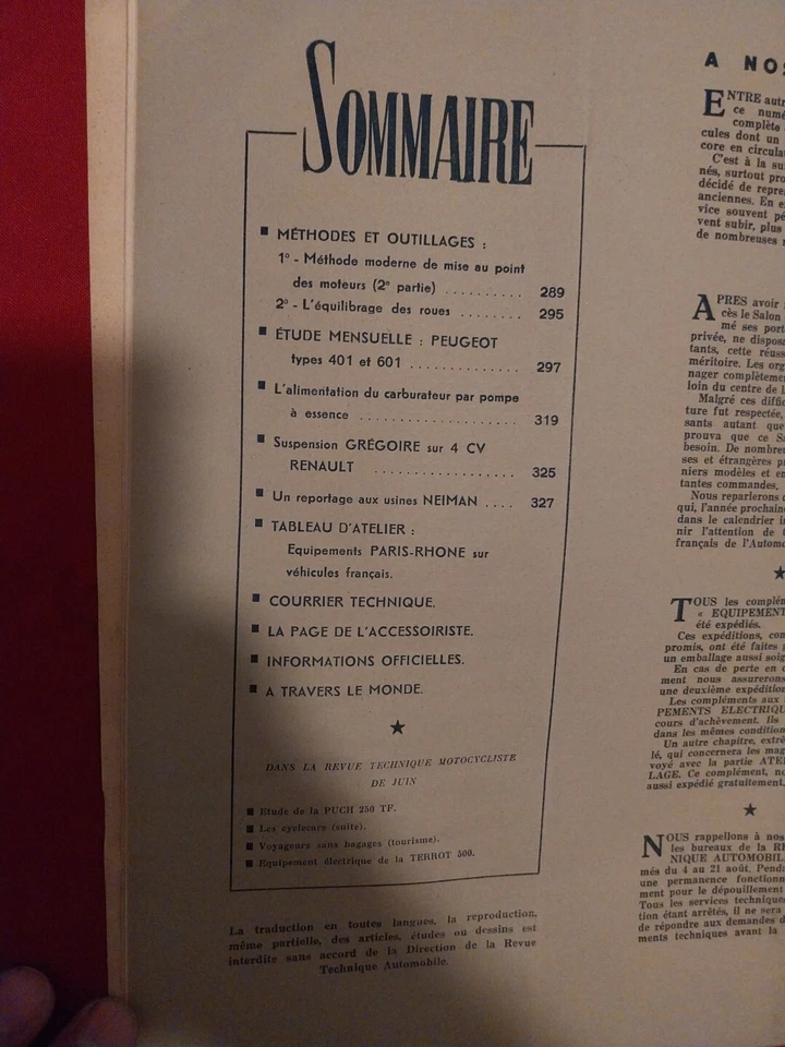 REVUE TECHNIQUE PEUGEOT 401 601 D DL L C MKD Taxi DLT Rta Peugeot 601 401 - Photo 3/4