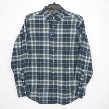 Cremieux Mens Long-Sleeve Shirt M Indigo Blue White Plaid 100% Cotton NWT $79.50