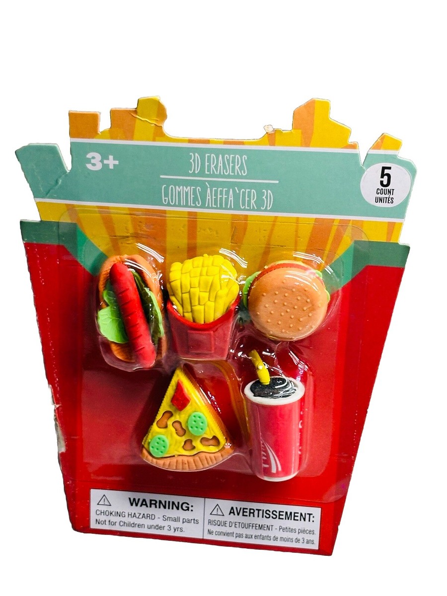 3D Junk Food Pencil Erasers Sushi 5 Pack Can Be For Miniature