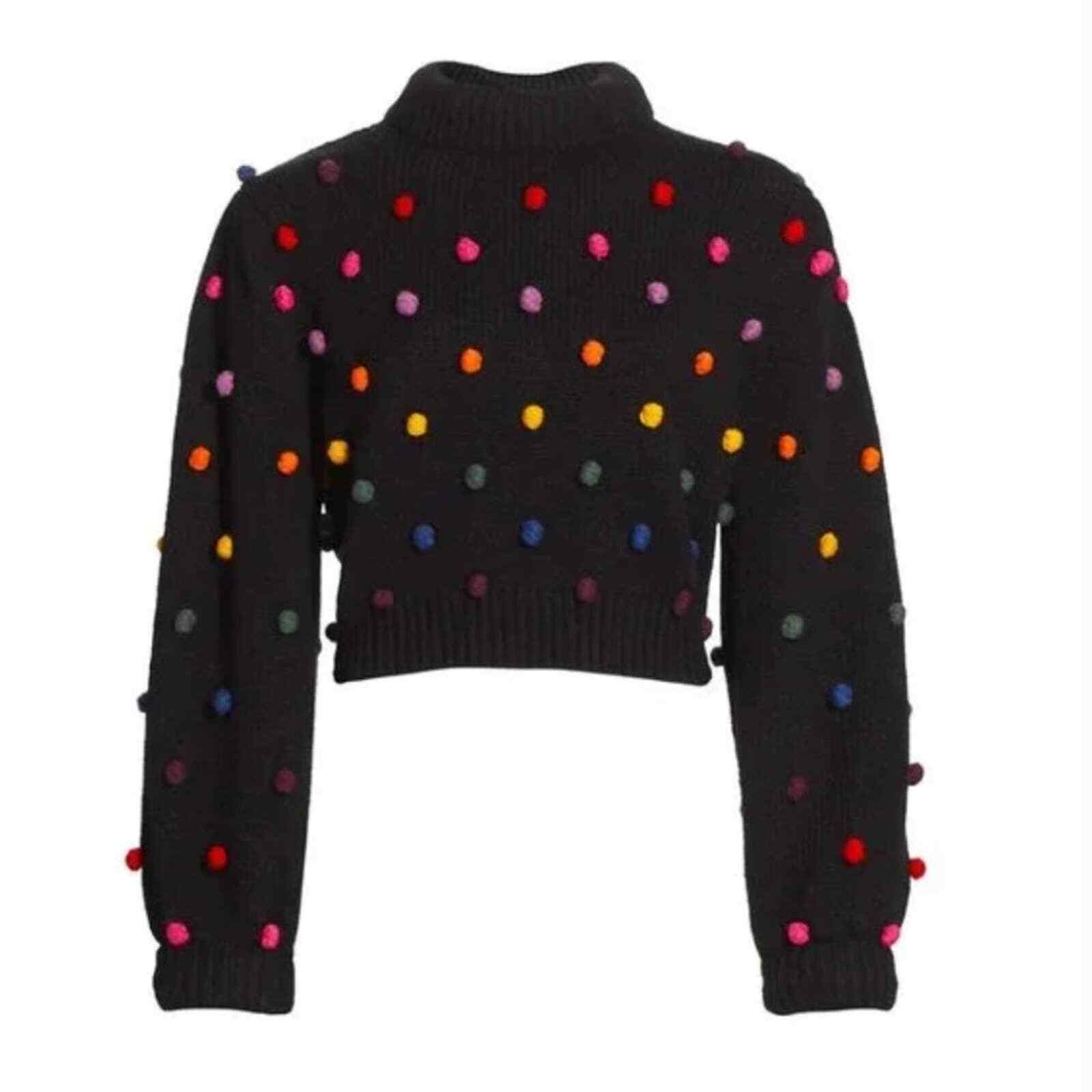 NWT FARM Rio Rainbow Pom-Pom Sweater 
