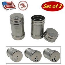 Stainless Steel Seasoning Shakers with Rotating Covers - Set of 2