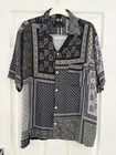 Allsaints “Yacutan” Short Sleeve Shirt Hawaiian Paisley Aztec Black Grey XL
