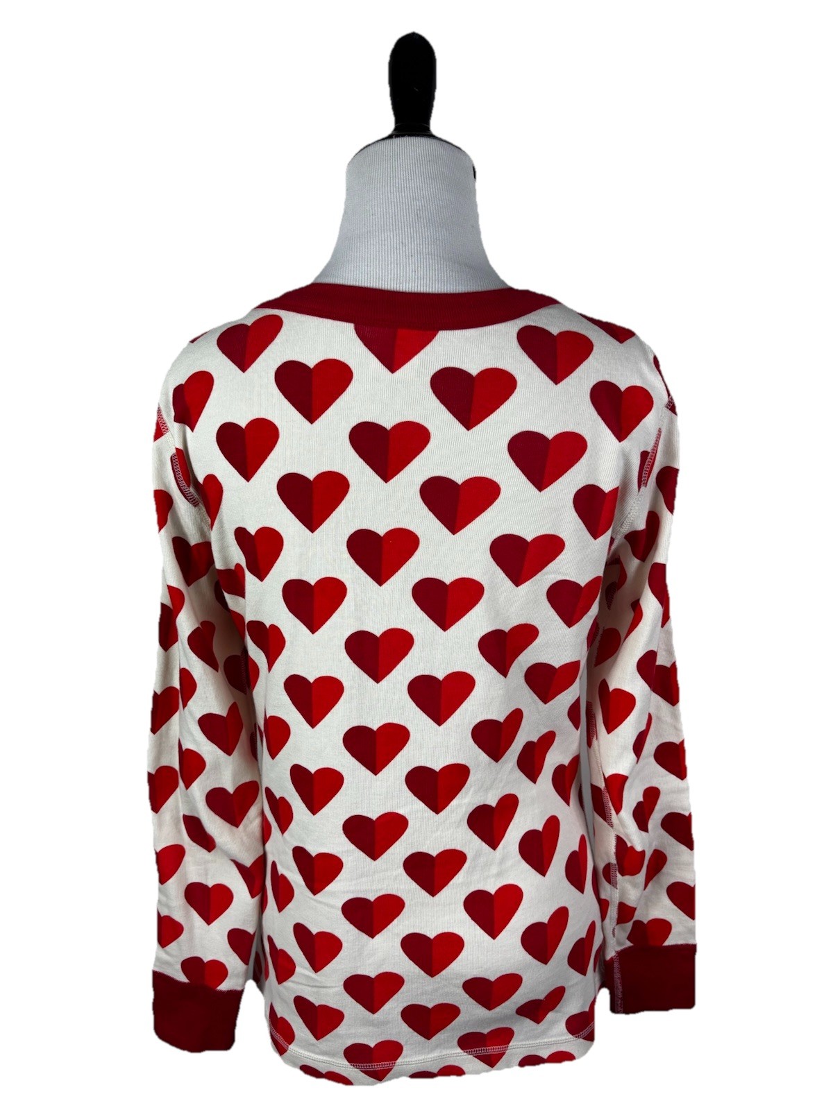 Hanna Andersson Pajama Top M Women's Pink Red Heart Organic Cotton image 3