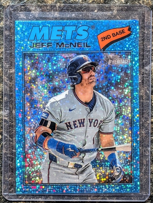 Jeff McNeil- 2026 Topps Heritage #54. Light Blue Sparkle -  New York Mets. 
