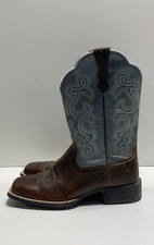 Ariat Heritage Horseman Brown Blue Leather Western Boots Women's Size 8.5 B