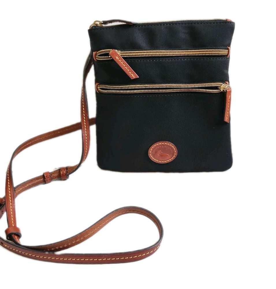 Dooney & Bourke Nylon North South Triple Zip Black Shoulder Bag Crossbody Purse