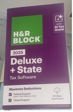 H R Block Tax Software Deluxe State 2025 PC/Mac Key Iink 