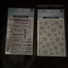 Two New Hunkydory Moonstone Embossing Folders. Dotty Does And Festive Words.