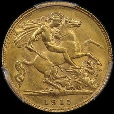 1915 Perth George V Half Sovereign Choice Unc (PCGS MS63)