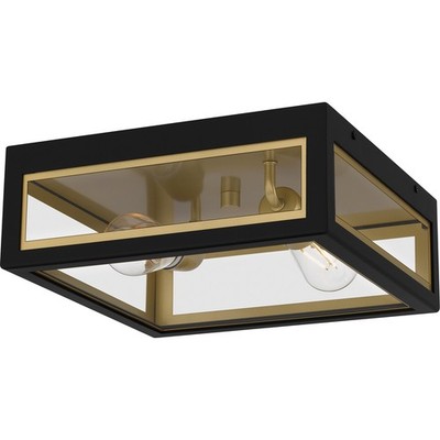 Matte Black Two Light Outdoor Flush Mount from the Bourbon Collection