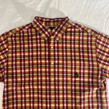 Men’s Chaps Extra Large Shirt Plaid Red White And Gold Long Sleeve Button Down