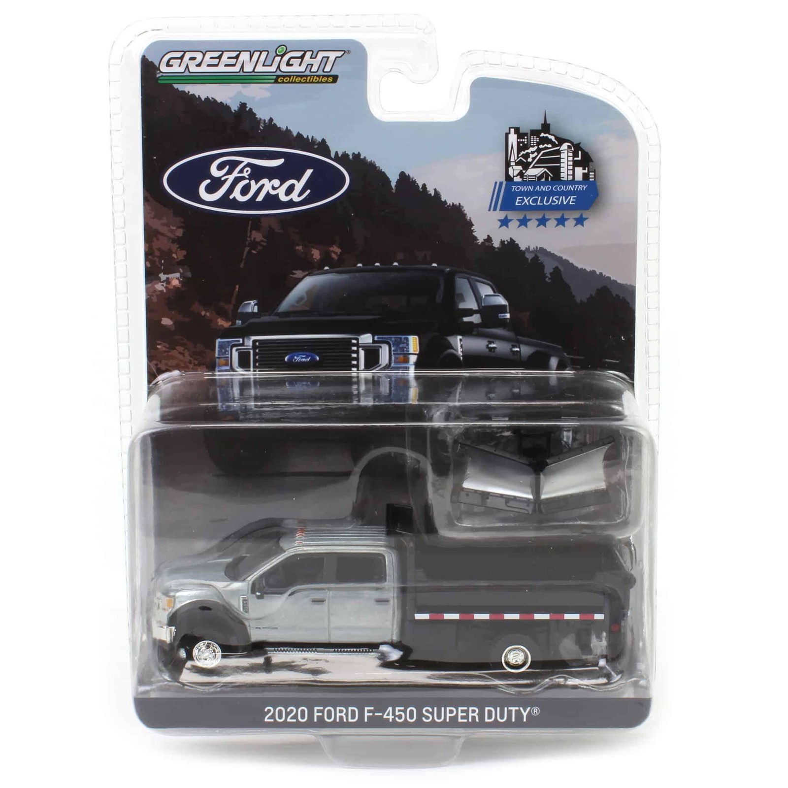 RAW CHASE 1/64 Ford 2020 F-450 XLT Super Duty с двойным V-образным плугом и отвальной платформой 51396-A
