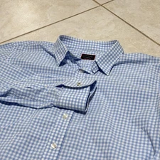 UNTUCKit Shirt Mens Large Blue White Gingham Check Long Sleeve Cotton Casual
