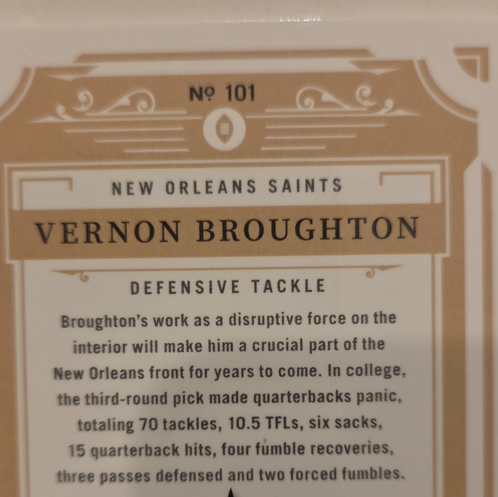 Panini 2025 National Treasures Vernon Broughton Saints RC Auto Purple /49 #101 view 3