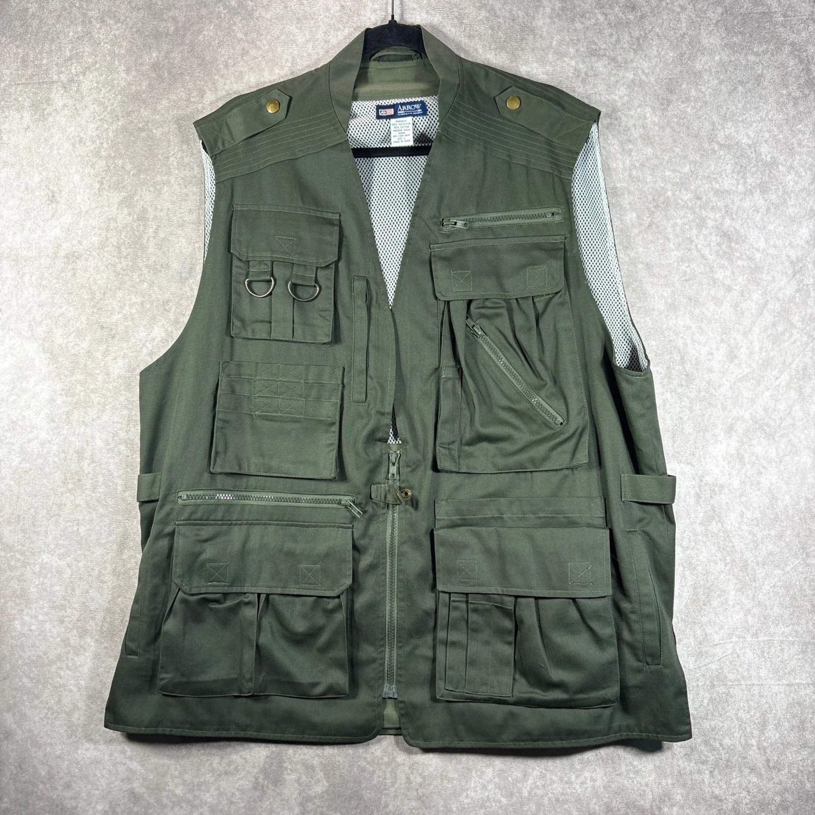 Arrow Fishing Vest L Green America's Sport Utility Multi Pocket Tactical Mesh