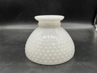 Vtg Milk Glass Hobnail Lamp Shade 7 7/8” W Base Hurricane Oil Lamp Shade 5 5/8”T