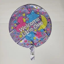 Vintage Baby Shower Mylar Balloon 18” Welcome Little One Purple Gender Reveal