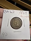 KEY DATE 1864 With No ( L ) INDIAN PENNY Good Condition Rare BRONZE Indian Head