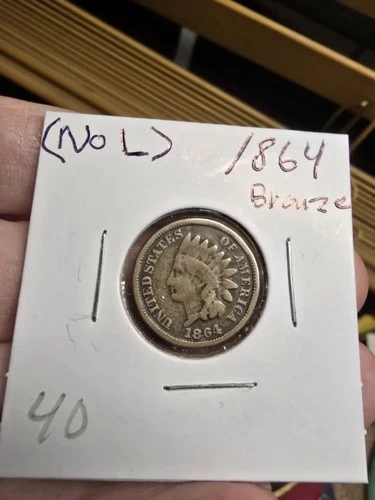 KEY DATE 1864 With No ( L ) INDIAN PENNY Good Condition Rare BRONZE Indian Head